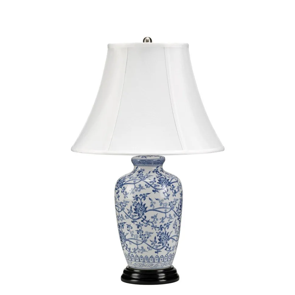 Kunstvolle Tischleuchte IOANA 57 cm Porzellan Stoff