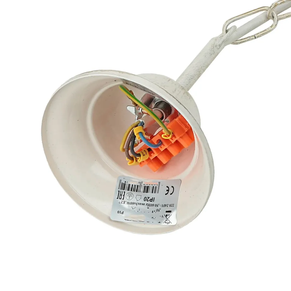 Lampe Stoff 3-flmg Landhaus Esstisch geblümt