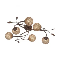 Landhaus Deckenlampe G9 L:68 cm Kugeln Gold Floral