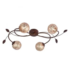 Landhaus Deckenleuchte G9 4-flammig Kugeln Gold Floral