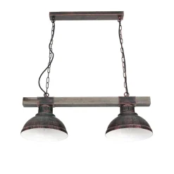 Landhaus Pendellampe Echt Holz Kupfer Antik HAKON