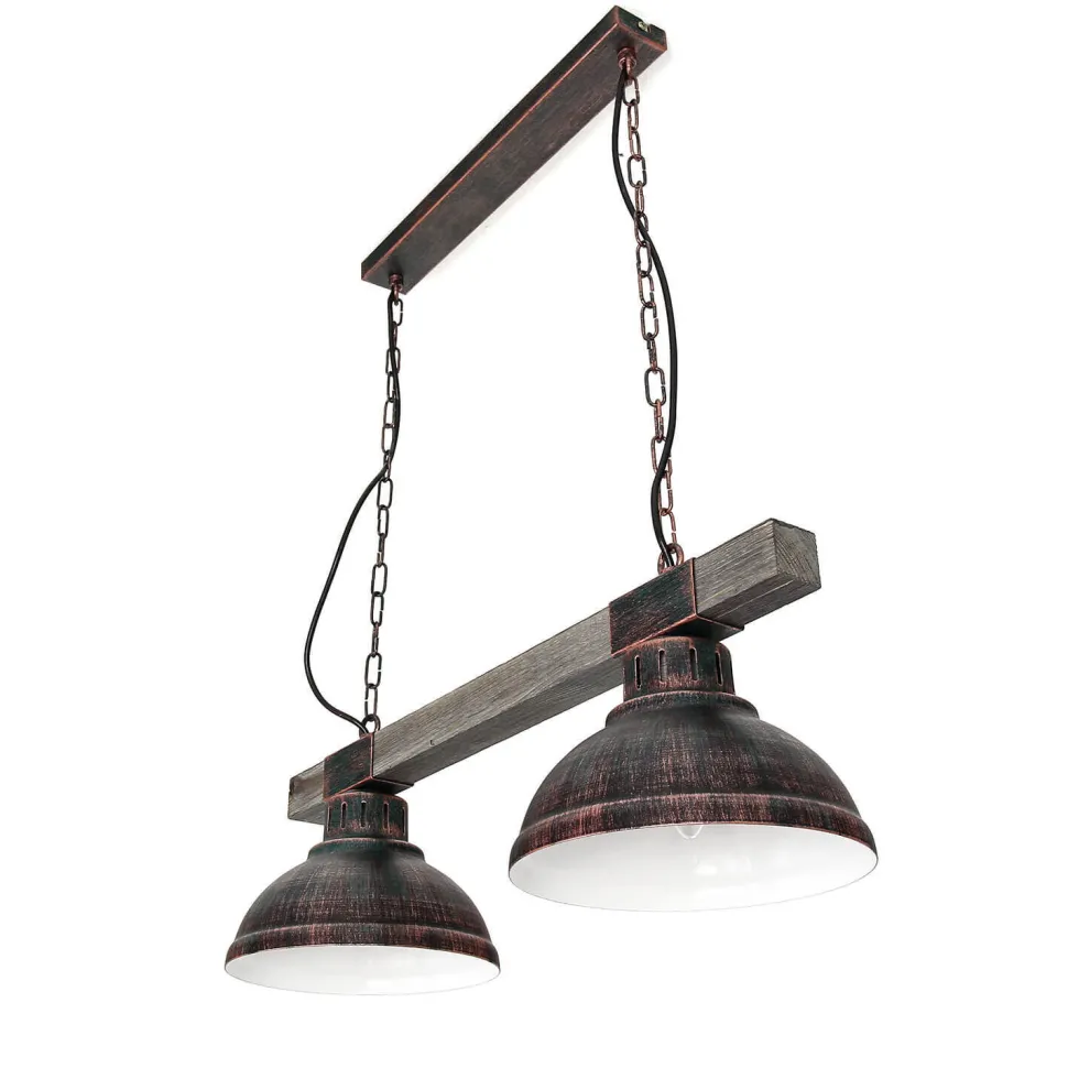 Landhaus Pendellampe Echt Holz Kupfer Antik HAKON