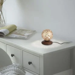 Landhaus Tischlampe Metall Rostbraun Gold 12,5 cm G9