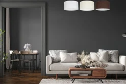 Lange Deckenleuchte Stoff Weiß Ecru Braun E27 100 cm