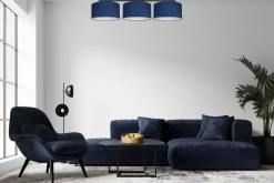 Lange Deckenleuchte Stoff Schwarz Blau Weiß E27 100 cm