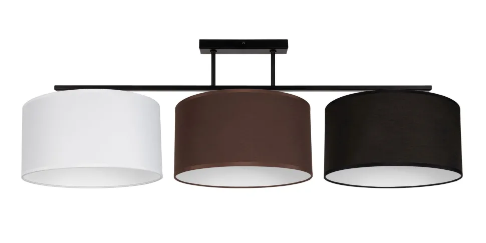 Lange Deckenleuchte Stoff Weiß Braun Schwarz E27 100 cm