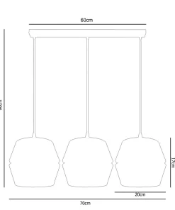 Lange Hängelampe 3-flammig Metall Schwarz Weiß Gold E27