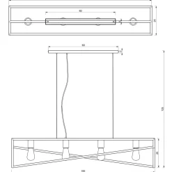 Lange Hängelampe Metall Schwarz E27 100 cm Industrial