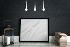 Lange Hängelampe Weiß Holz Metall L:60 cm E27 3-flmg