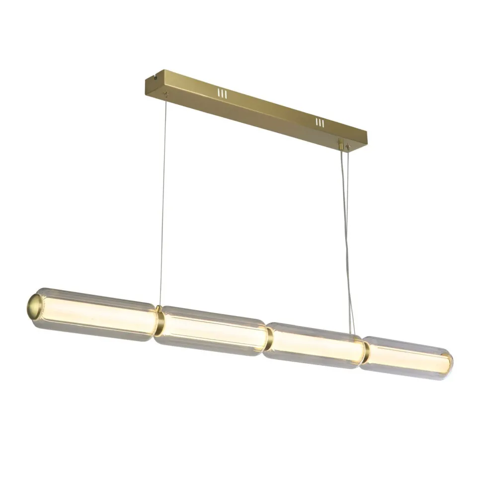 Lange LED Pendelleuchte Glas Metall 109 cm warmweiß