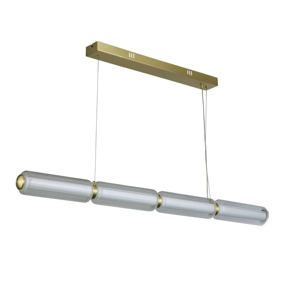 Lange LED Pendelleuchte Glas Metall 109 cm warmweiß