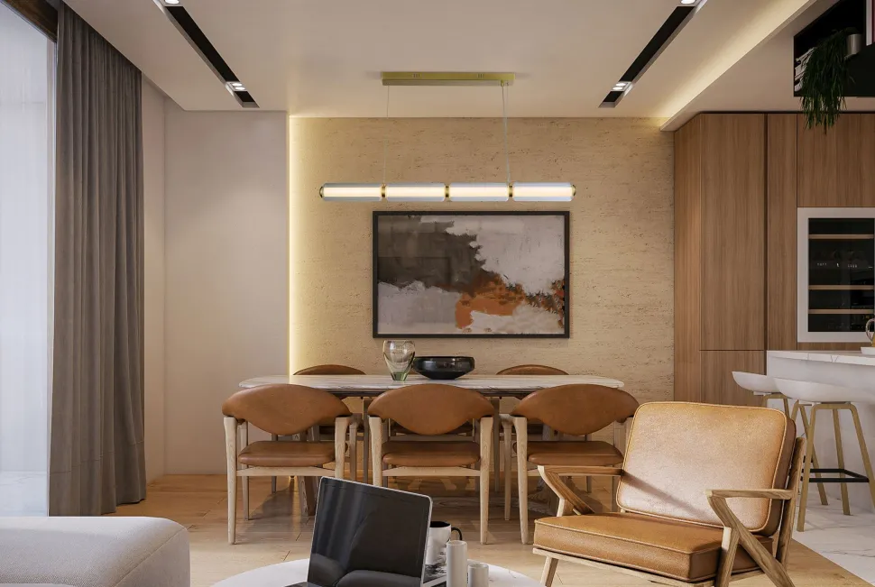 Lange LED Pendelleuchte Glas Metall 109 cm warmweiß