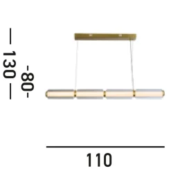 Lange LED Pendelleuchte Glas Metall 109 cm warmweiß