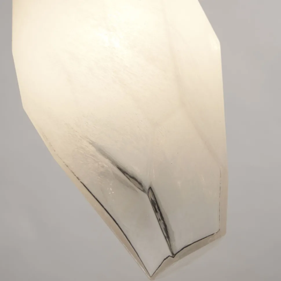 Lange Pendelleuchte Glas Metall 78 cm in Messing Weiß