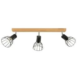 Langer Deckenspot Holz Metall 3-flammig flexibel