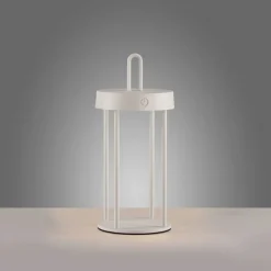 LED Akku Tischlampe Aluminium dimmbar IP44 28,4 cm Weiß