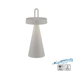 LED Akku Tischlampe Dimmer Touch IP44 28,9 cm Weiß