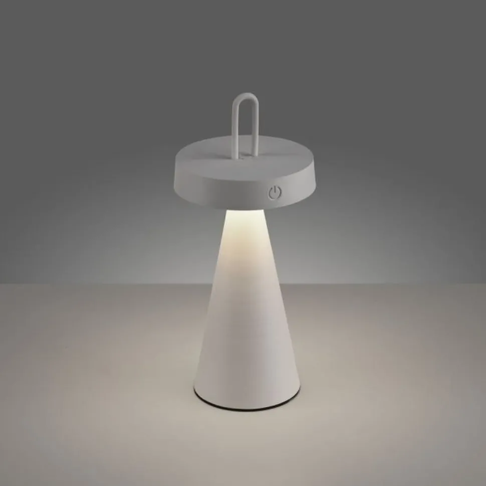 LED Akku Tischlampe Dimmer Touch IP44 28,9 cm Weiß