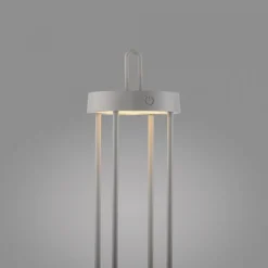 LED Akku Tischlampe Metall dimmbar IP44 2700 K Greige