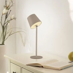 LED Akku Tischlampe Sandfarben dimmbar Touch 37 cm 2 W