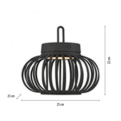 LED Akku Tischleuchte dimmbar 22 cm IP44 2 W Schwarz