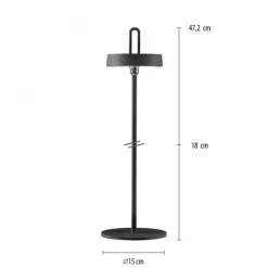 LED Akku Tischleuchte Schwarz Dimmer Touch IP44 47,2 cm