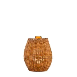 LED Außenleuchte Akku Rattan H: 24,5 cm kabellos dimmbar