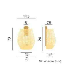 LED Außenleuchte Akku Rattan H: 24,5 cm kabellos dimmbar