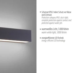 LED Außenleuchte Wand Aluminium B:25 cm IP65 Up & Down