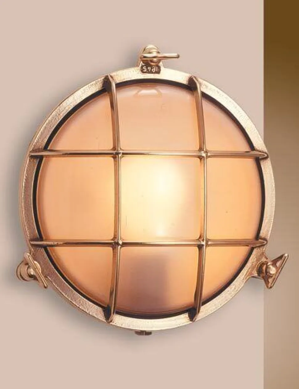 LED Außenwandleuchte Messing Maritim rund IP54