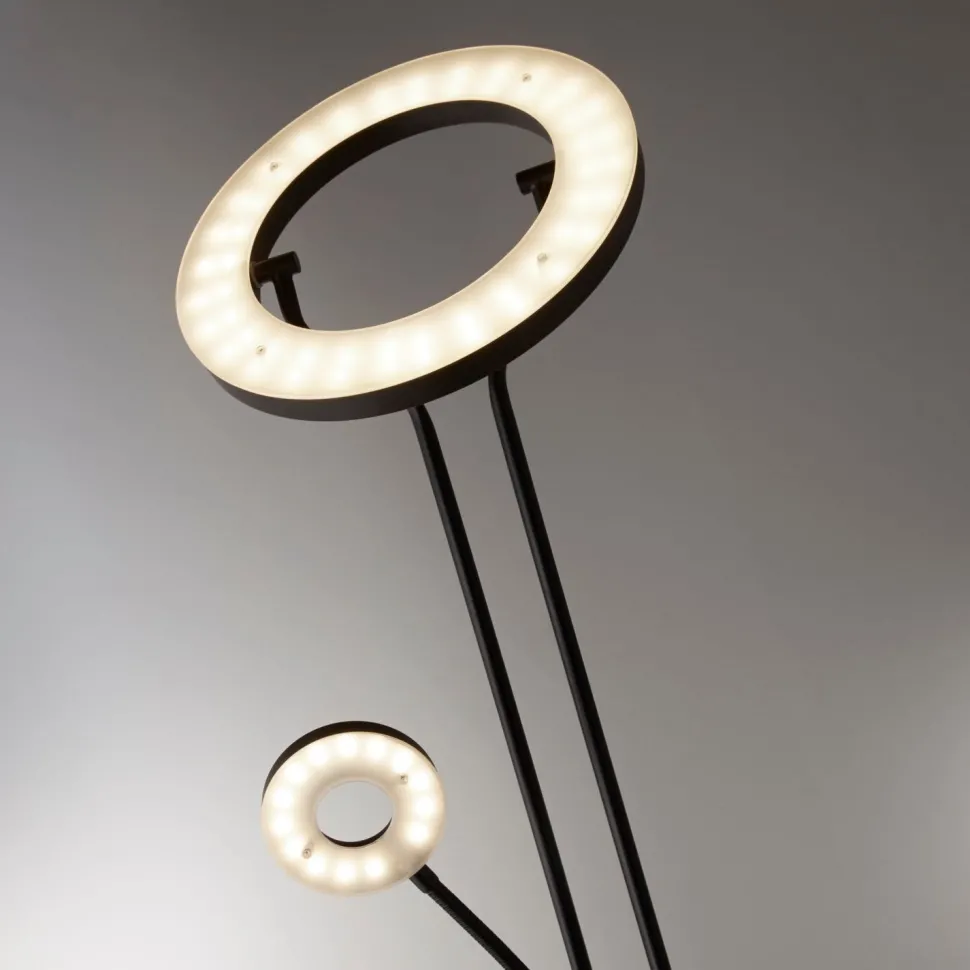 LED Deckenfluter dimmbar 193 cm 3000 K Schwarz Lesearm