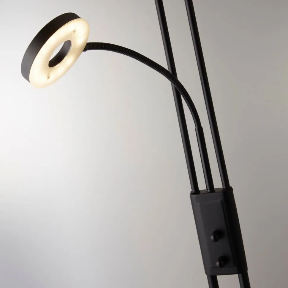 LED Deckenfluter dimmbar 193 cm 3000 K Schwarz Lesearm