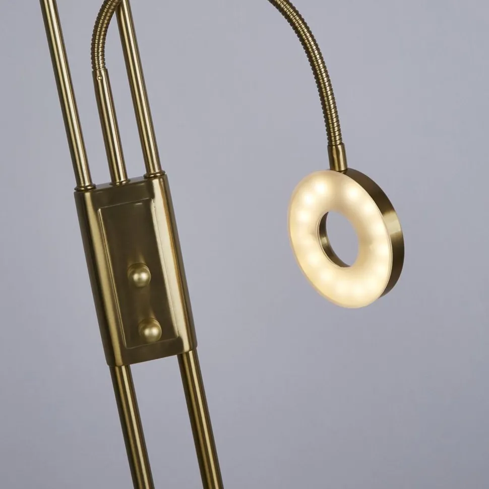 LED Deckenfluter Leselampe Dimmer 193 cm in Messing 3000 K