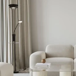 LED Deckenfluter Schwarz USB-Ladestation 177 cm Leselampe