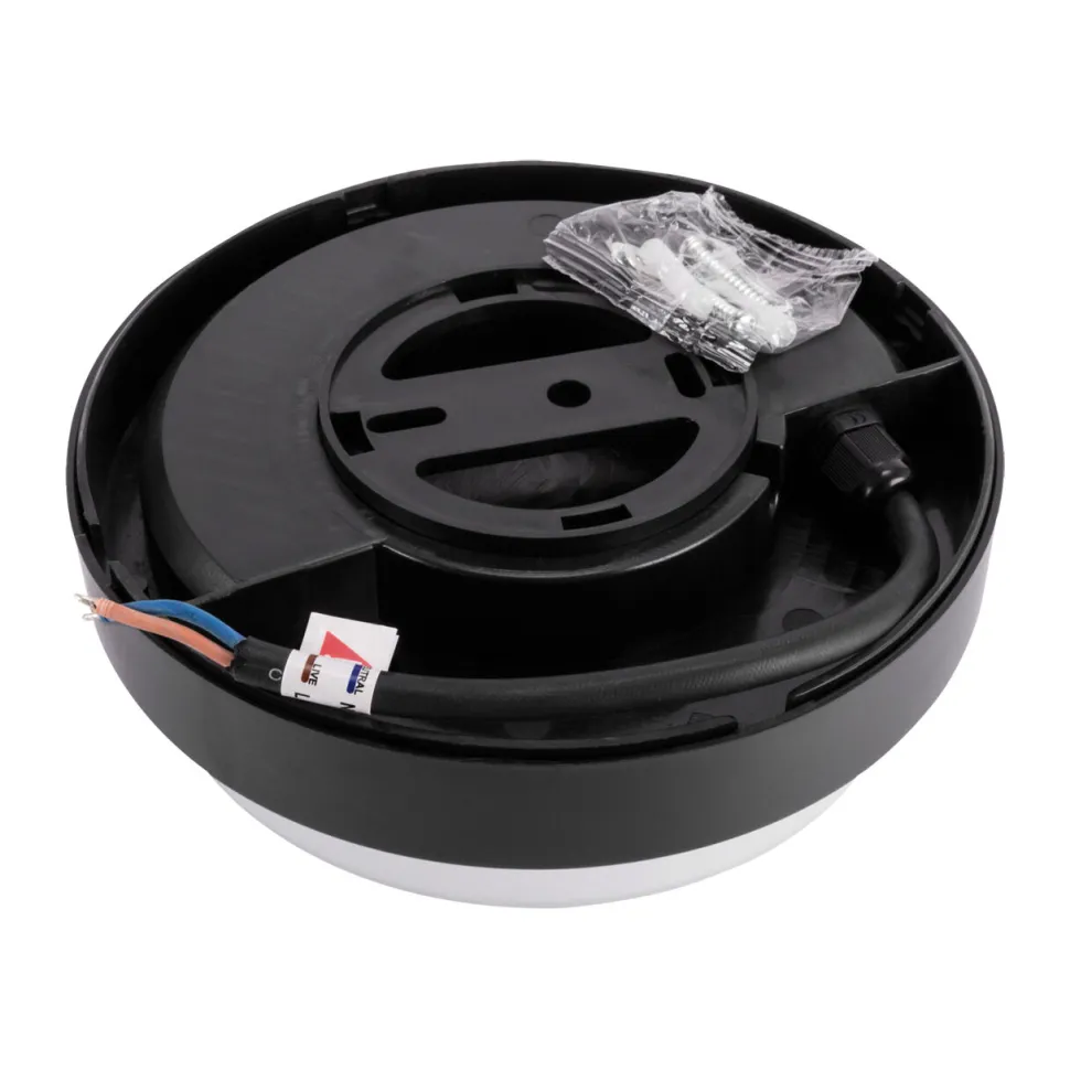 LED Deckenlampe außen IP65 B: 17,5 cm Schwarz Weiß rund klein