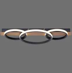 LED Deckenlampe Holz Metall Natur Schwarz 68 cm 3000 K