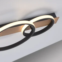 LED Deckenlampe Holz Metall Natur Schwarz 68 cm 3000 K