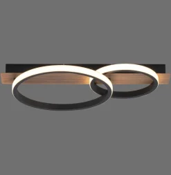 LED Deckenlampe Holz Metall Natur Schwarz 53 cm 3200 lm