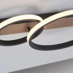 LED Deckenlampe Holz Metall Natur Schwarz 53 cm 3200 lm