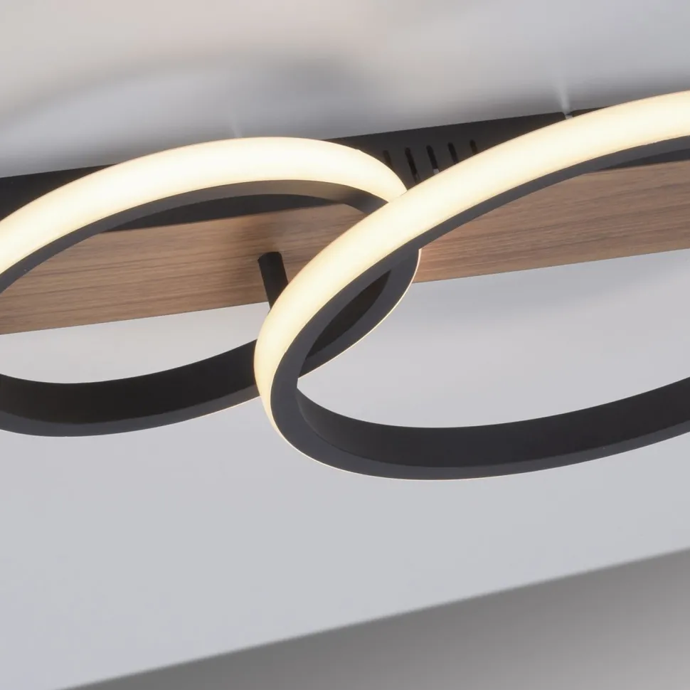 LED Deckenlampe Holz Metall Natur Schwarz 53 cm 3200 lm