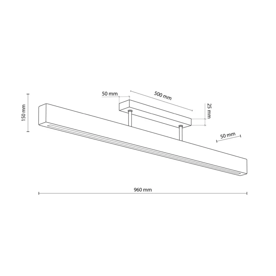 LED Deckenlampe Holz Metall 96 cm lang H: 16,5 cm 3000 K