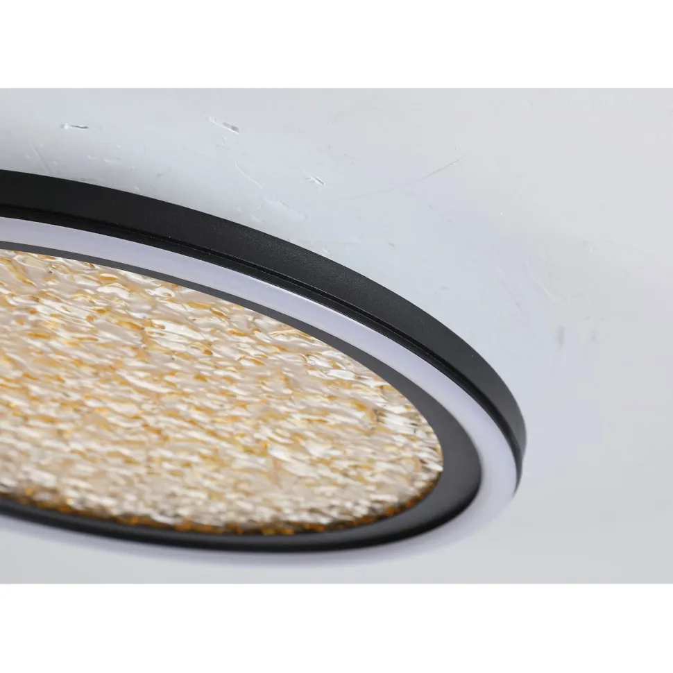 LED Deckenlampe in Schwarz Gold Metall 21 W Ø30 cm rund
