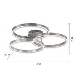 LED Deckenlampe Ringe Fernbedienung L:75 cm dimmbar