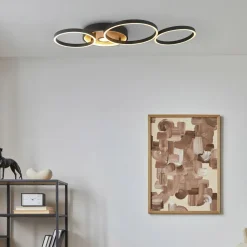 LED Deckenlampe Schwarz Braun B: 89 cm 3000 K 936 lm Metall