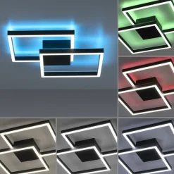 LED Deckenlampe Schwarz Metall 53,5 cm 5000 lm dimmbar