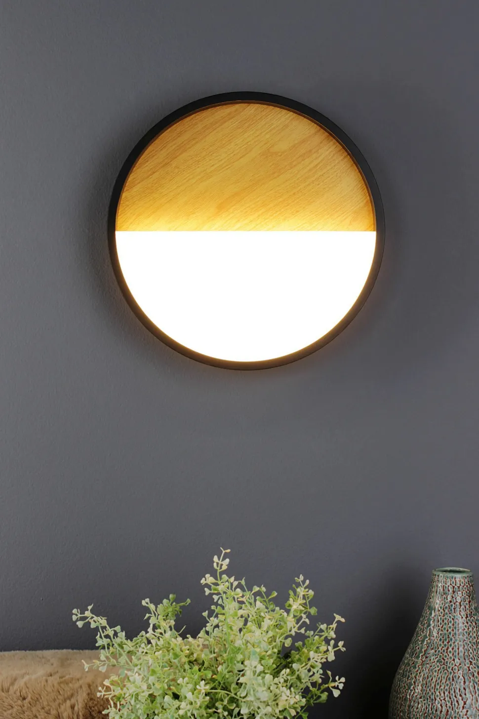 LED Deckenlampe Schwarz Natur Ø40 cm 2350 lm dimmbar