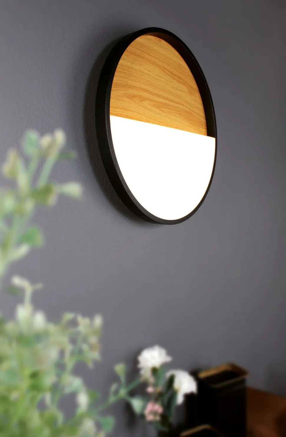 LED Deckenlampe Schwarz Natur Ø40 cm 2350 lm dimmbar