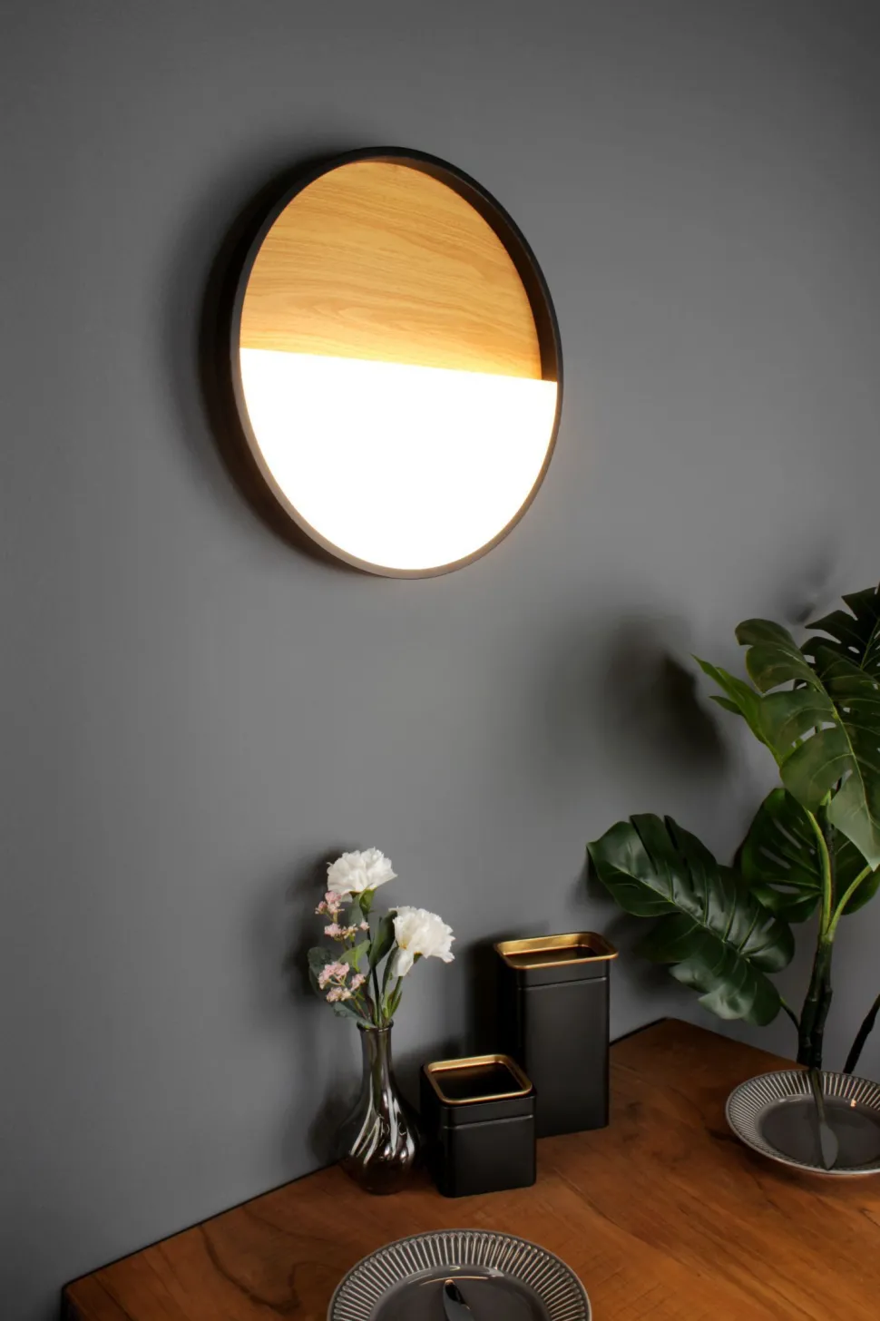 LED Deckenlampe Schwarz Natur Ø40 cm 2350 lm dimmbar