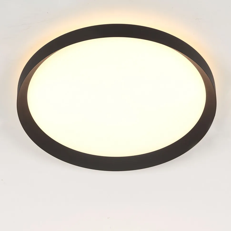 LED Deckenlampe Schwarz Weiß B:40 cm 2700 K rund