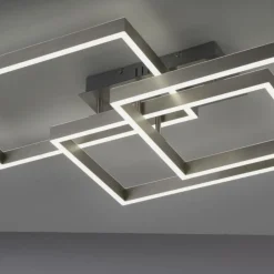 LED Deckenlampe Silber Fernbedienung 82 cm 45 W dimmbar